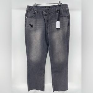 Twelve by OnTwelfth Criss Cross Waist Relaxed Fit Straight Leg Jeans, Size 31